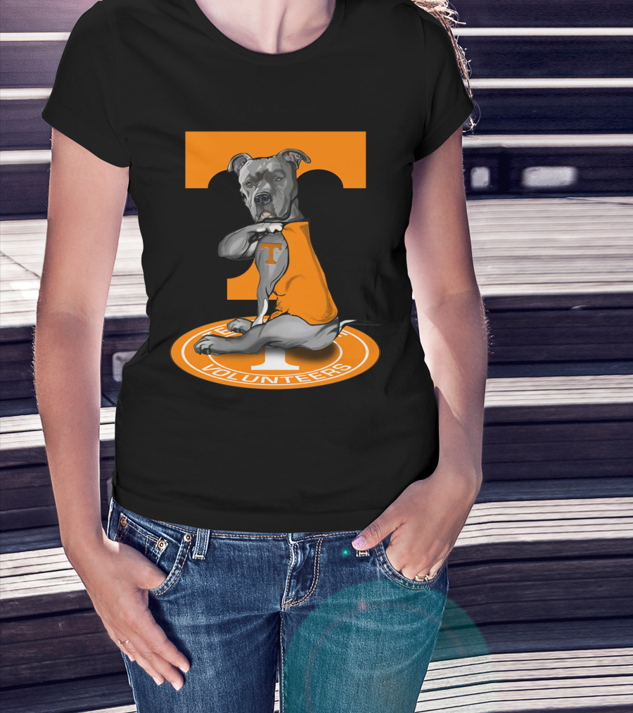 Tennessee Volunteers Dog In Orange T-Shirt With Power T T-Shirt