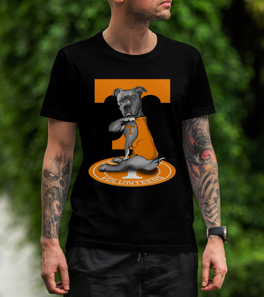 Tennessee Volunteers Dog In Orange T-Shirt With Power T T-Shirt