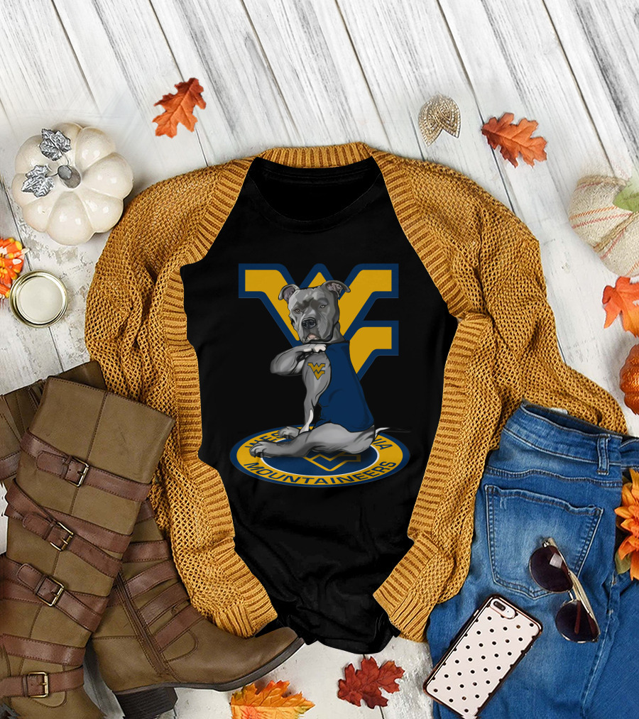 West Virginia Mountaineers Dog With Logo And Team Colors T-Shirt