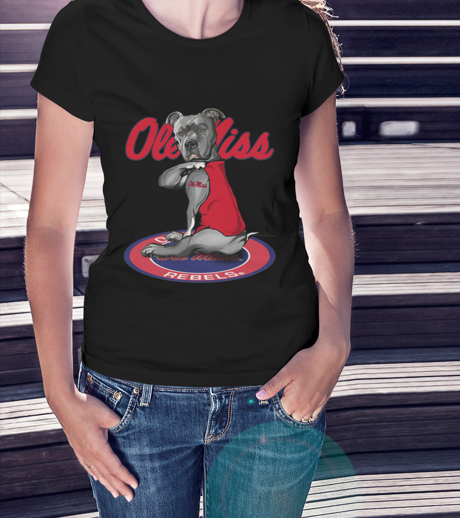 Ole Miss Rebels Bulldog Mascot In Red Vest T-Shirt