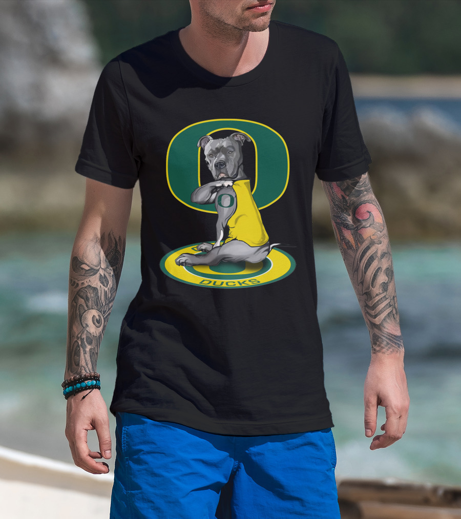 Oregon Ducks Bulldog With Yellow Vest And University T-Shirt