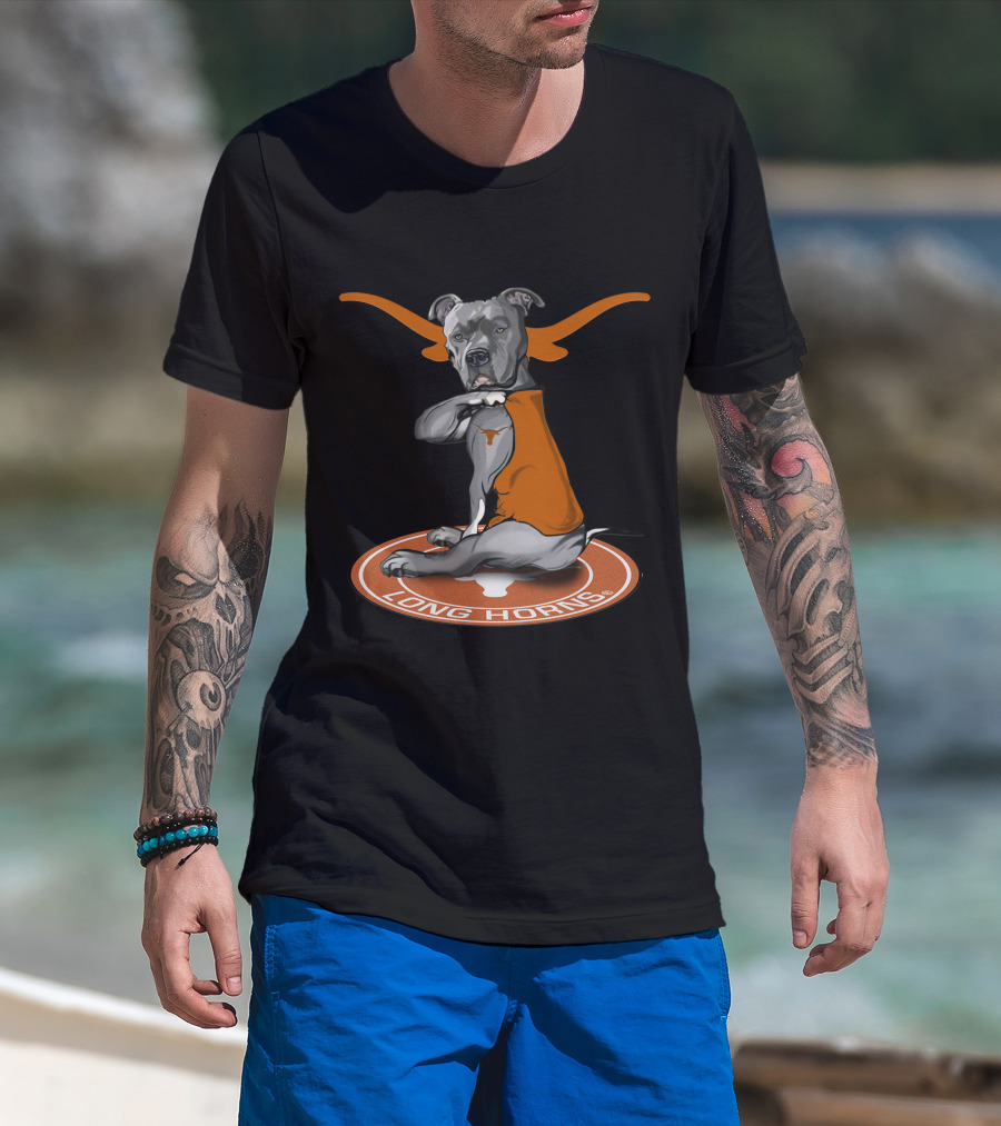 Texas Longhorns With Orange Longhorns Dog Logo And Orange Vest T-Shirt