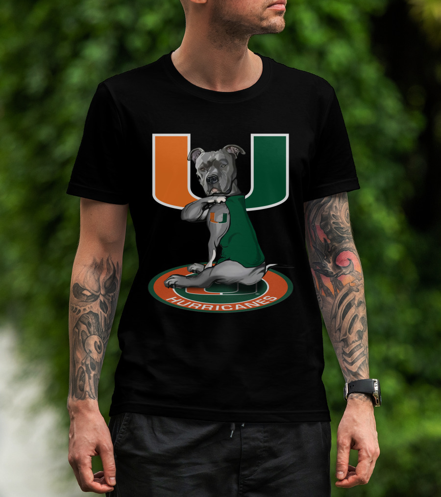 Miami Hurricanes Dog Mascot With U T-Shirt