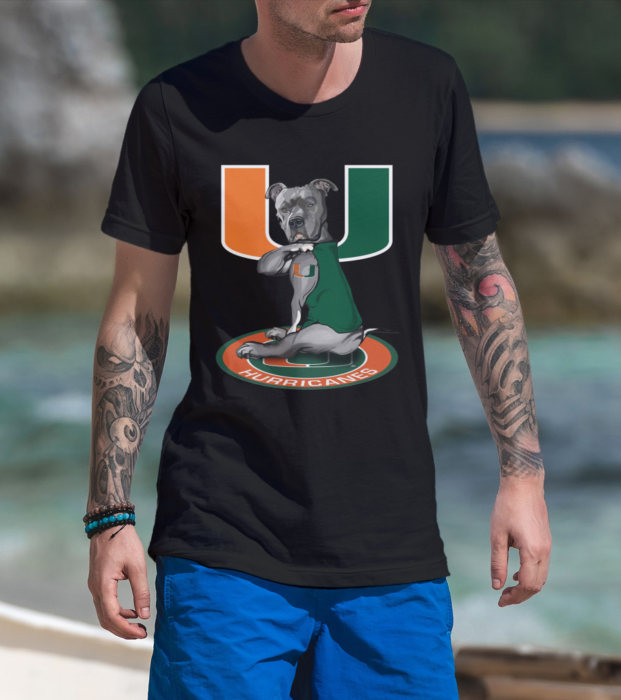 Miami Hurricanes Dog Mascot With U T-Shirt