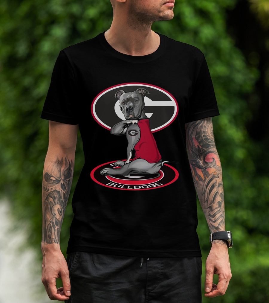 Georgia Bulldogs G Logo With Dog In Red Vest T-Shirt