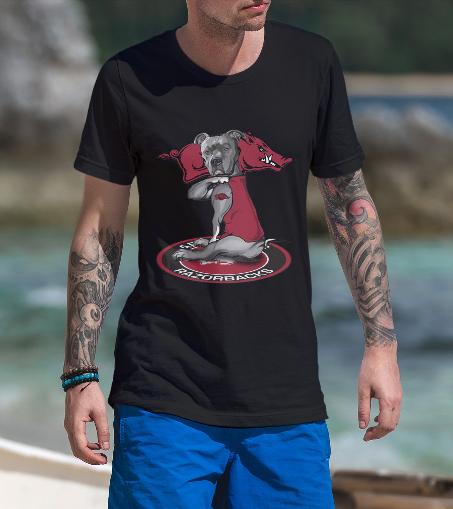 Arkansas Razorbacks Dog With Hog And Razorbacks T-Shirt