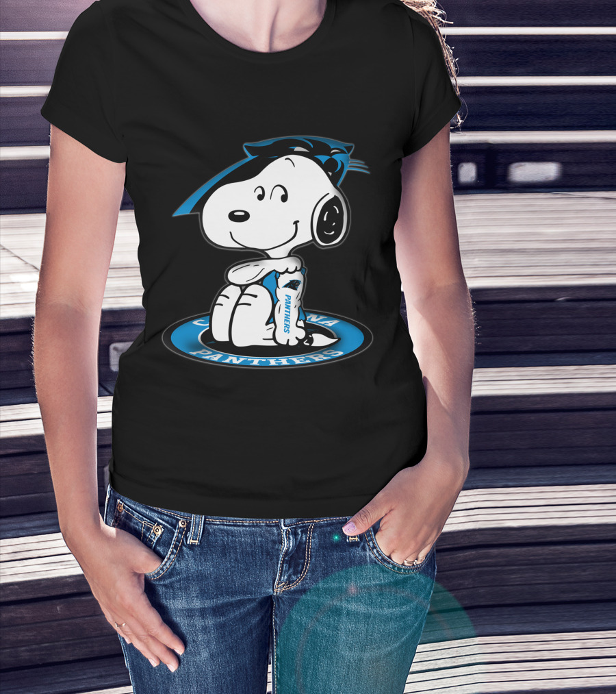 Snoopy Carolina Panthers Blue Football Fan T-Shirt