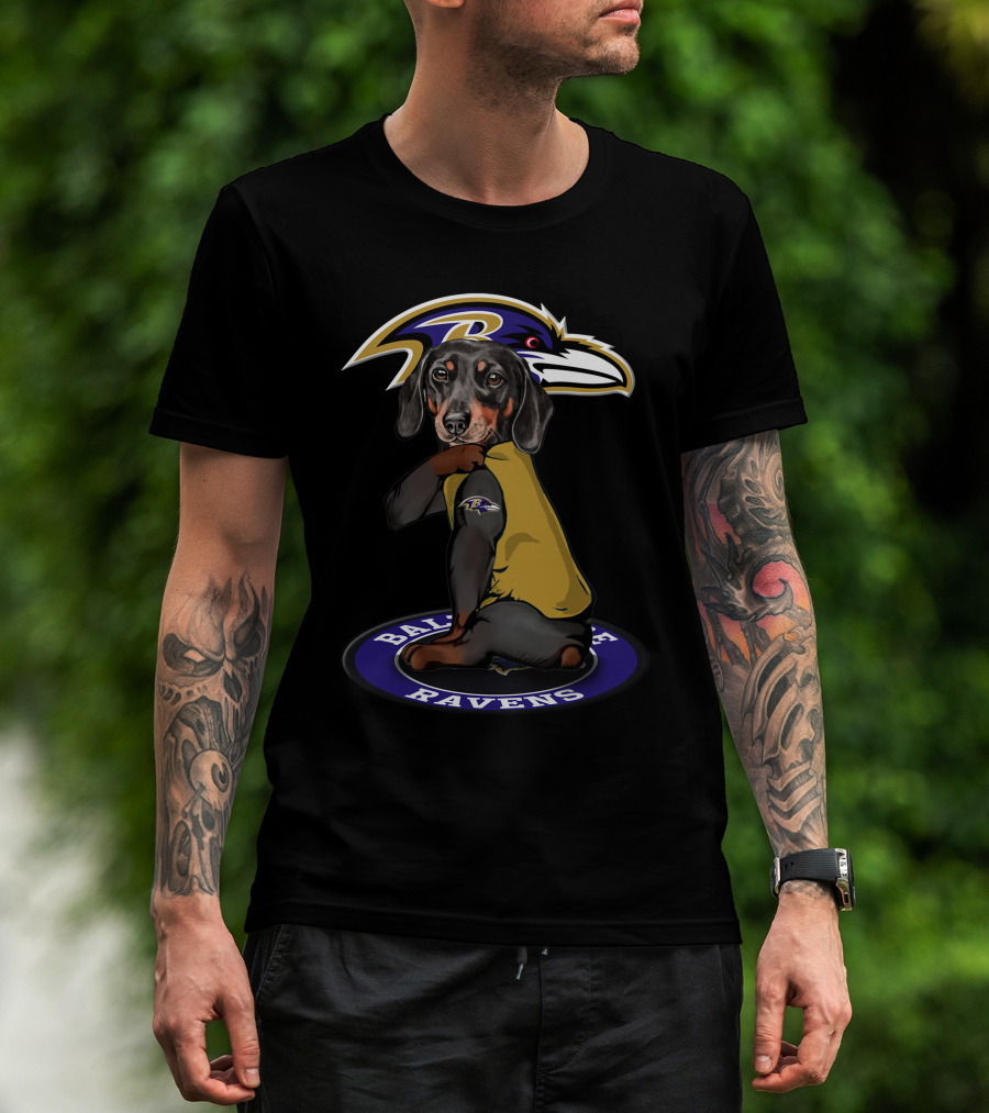 Baltimore Ravens Dog In Ravens Jersey With Team T-Shirt