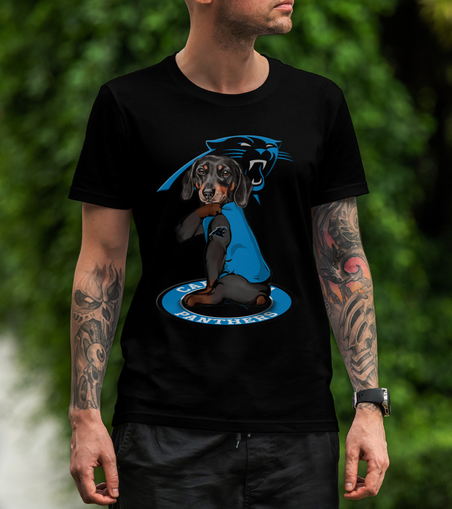 Carolina Panthers Dog With Logo And Blue Jersey T-Shirt