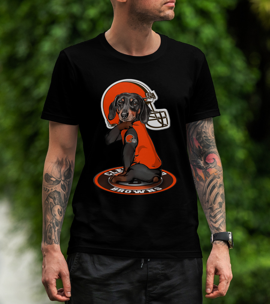 Cleveland Browns Dog In Football Helmet And Jersey T-Shirt