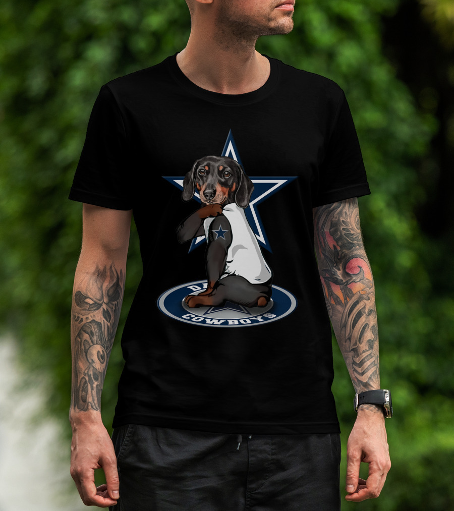 Dachshund With Dallas Cowboys Star T-Shirt