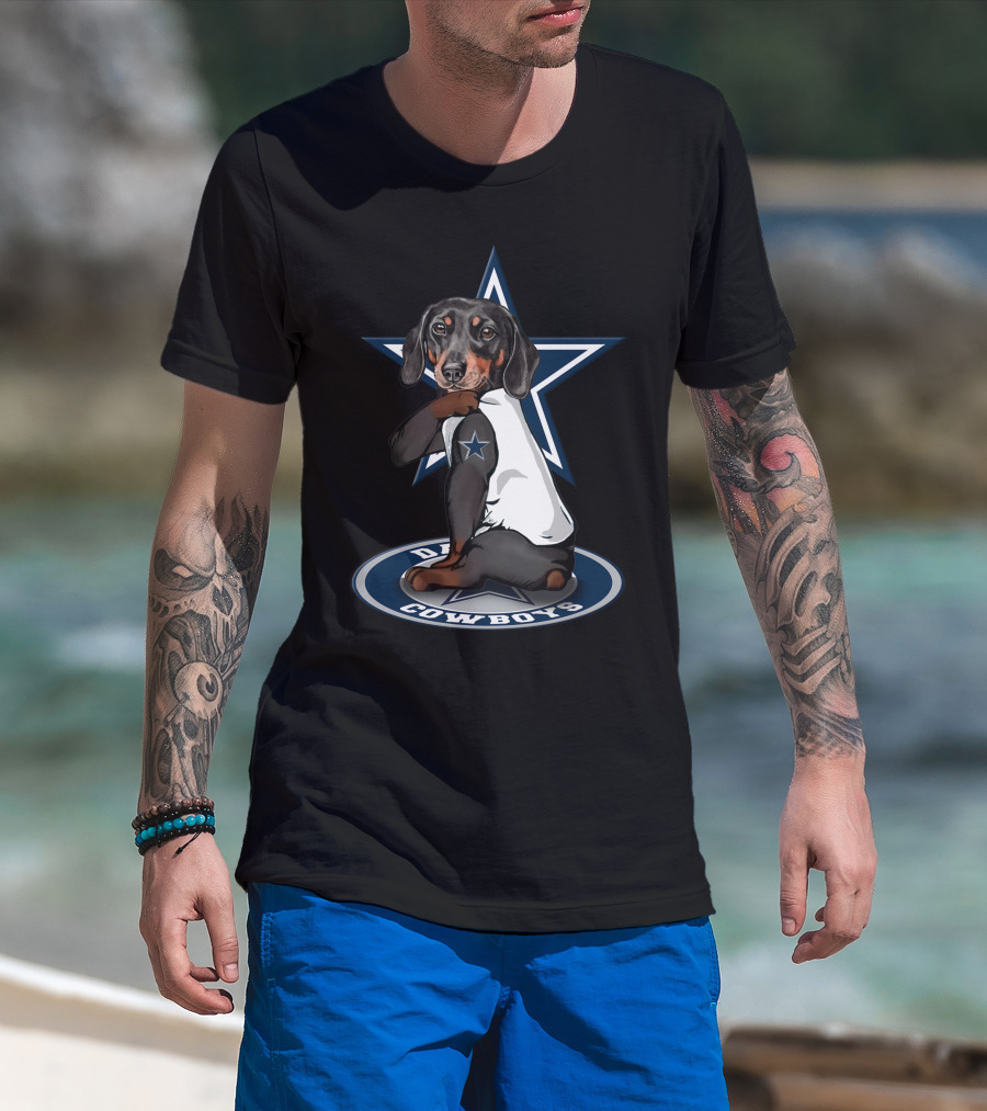 Dachshund With Dallas Cowboys Star T-Shirt