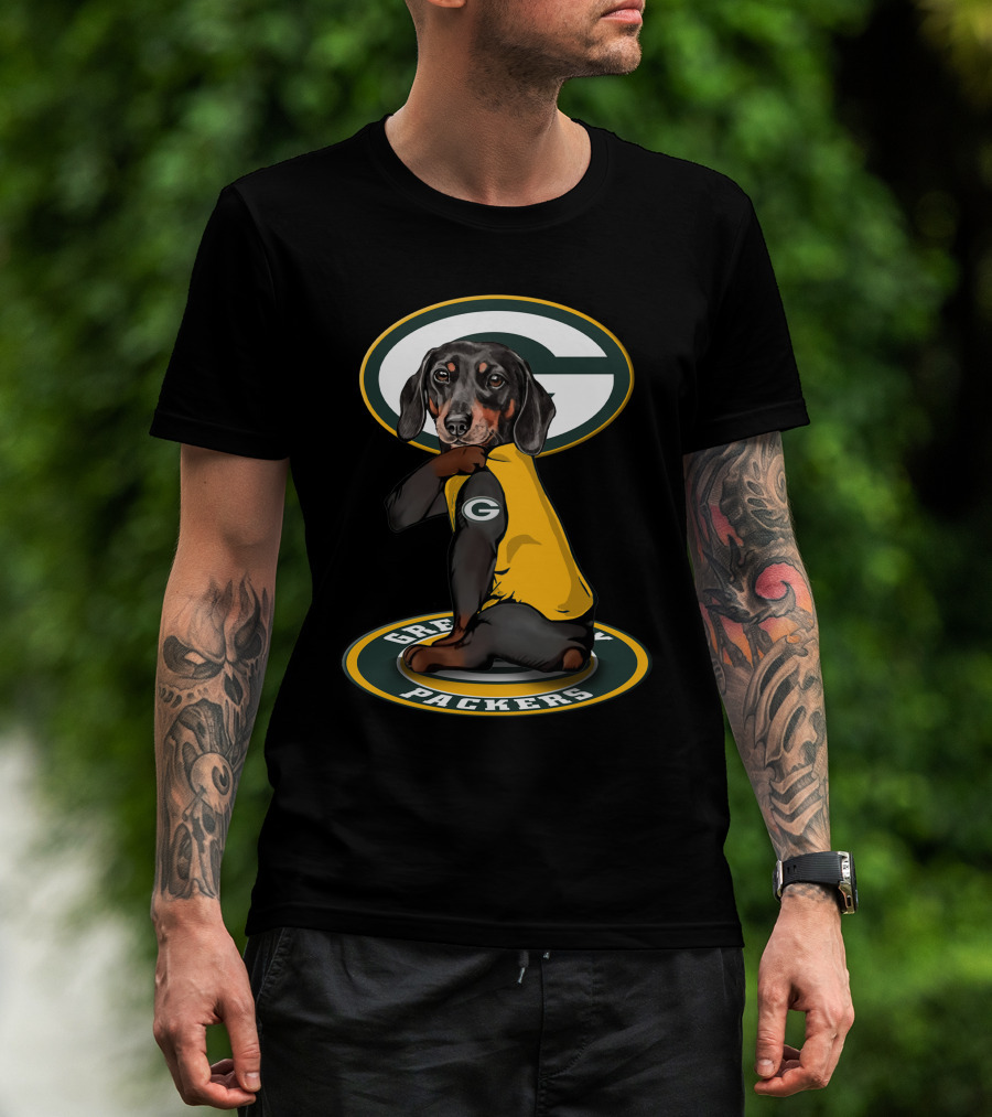 Green Bay Packers Dog With Yellow Jersey And Team T-Shirt