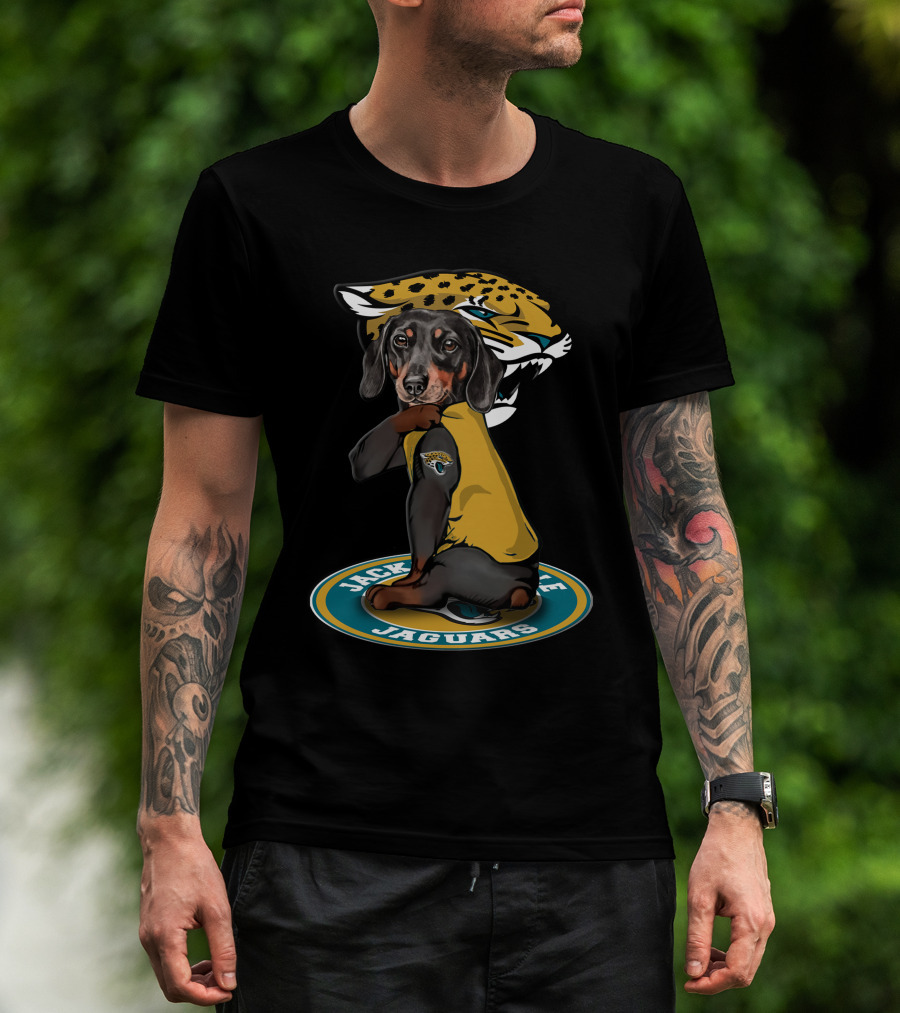 Jacksonville Jaguars Dachshund Dog In Team Logo T-Shirt