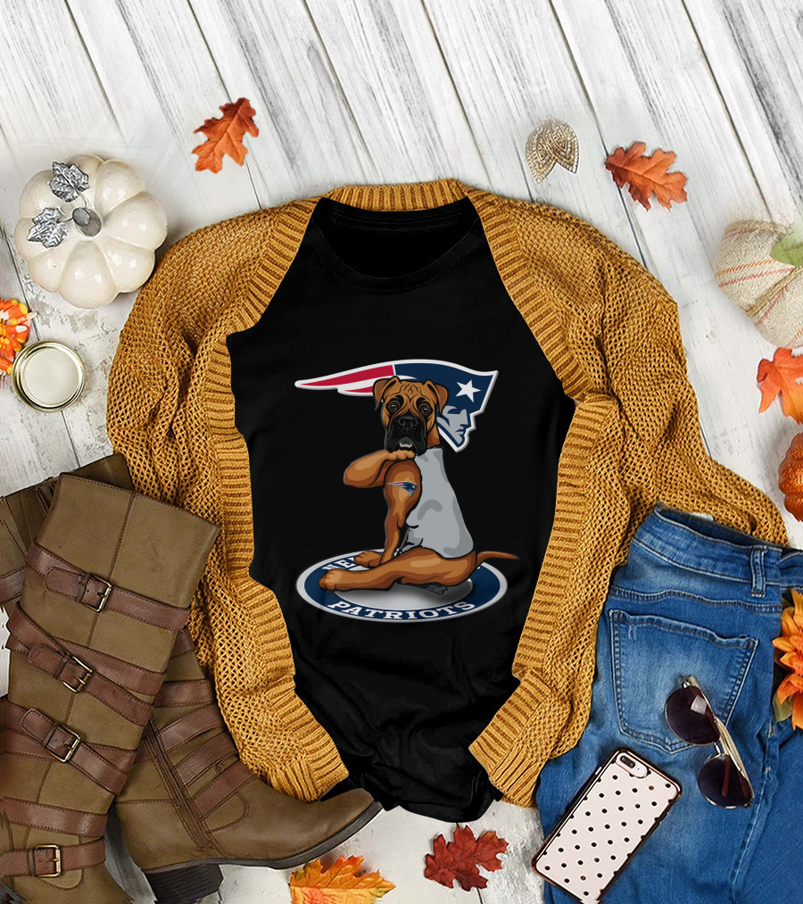 New England Patriots Football Dog With Team T-Shirt