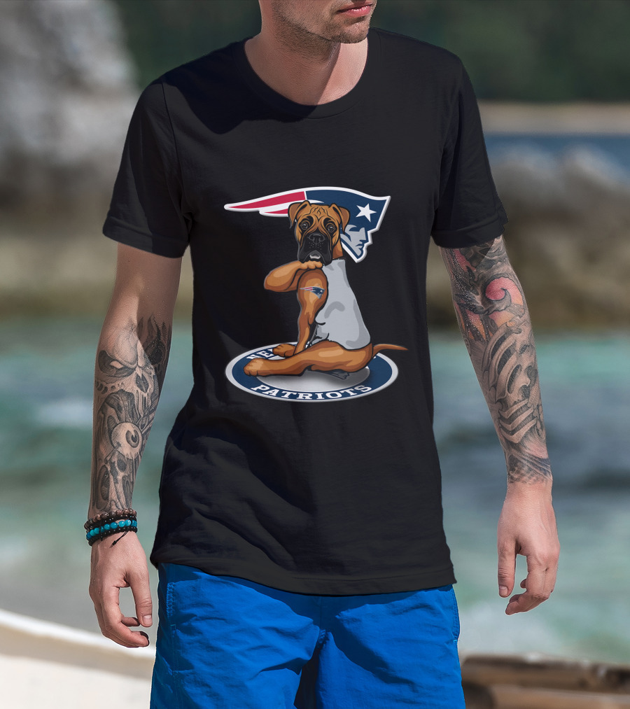 New England Patriots Football Dog With Team T-Shirt