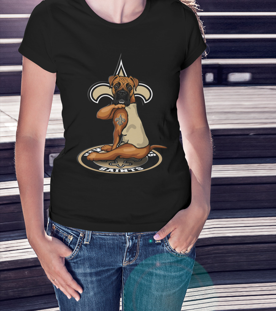 New Orleans Saints Dog Fleur-De-Lis Tattoo T-Shirt