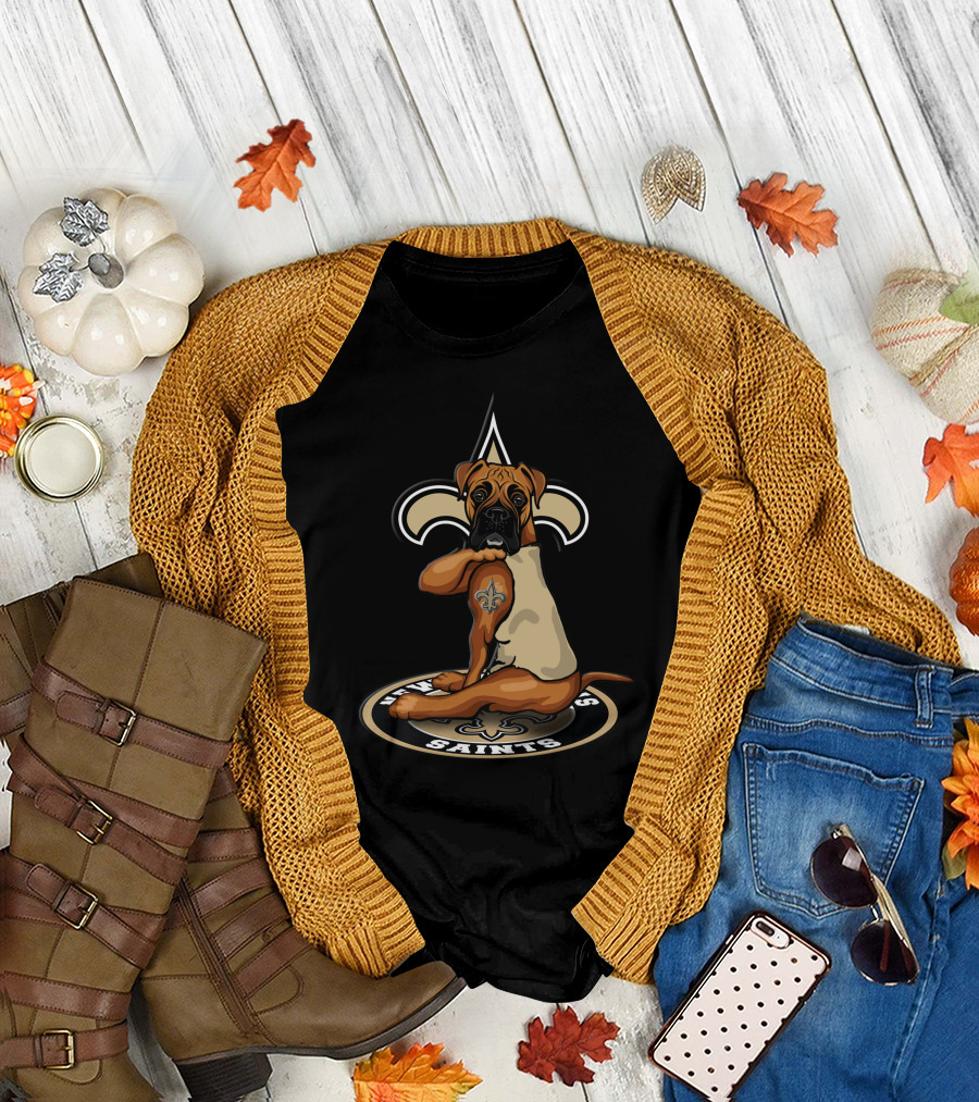New Orleans Saints Dog Fleur-De-Lis Tattoo T-Shirt