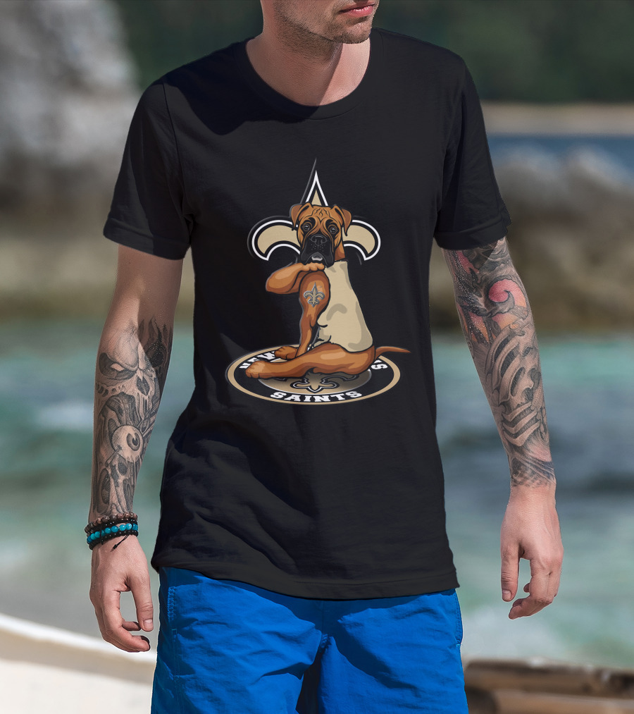 New Orleans Saints Dog Fleur-De-Lis Tattoo T-Shirt
