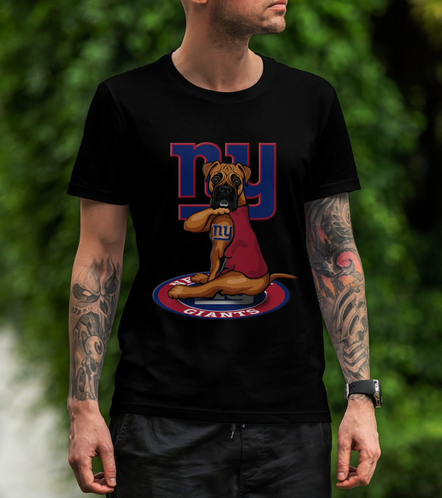 New York Giants NFL Boxer Dog Team T-Shirt