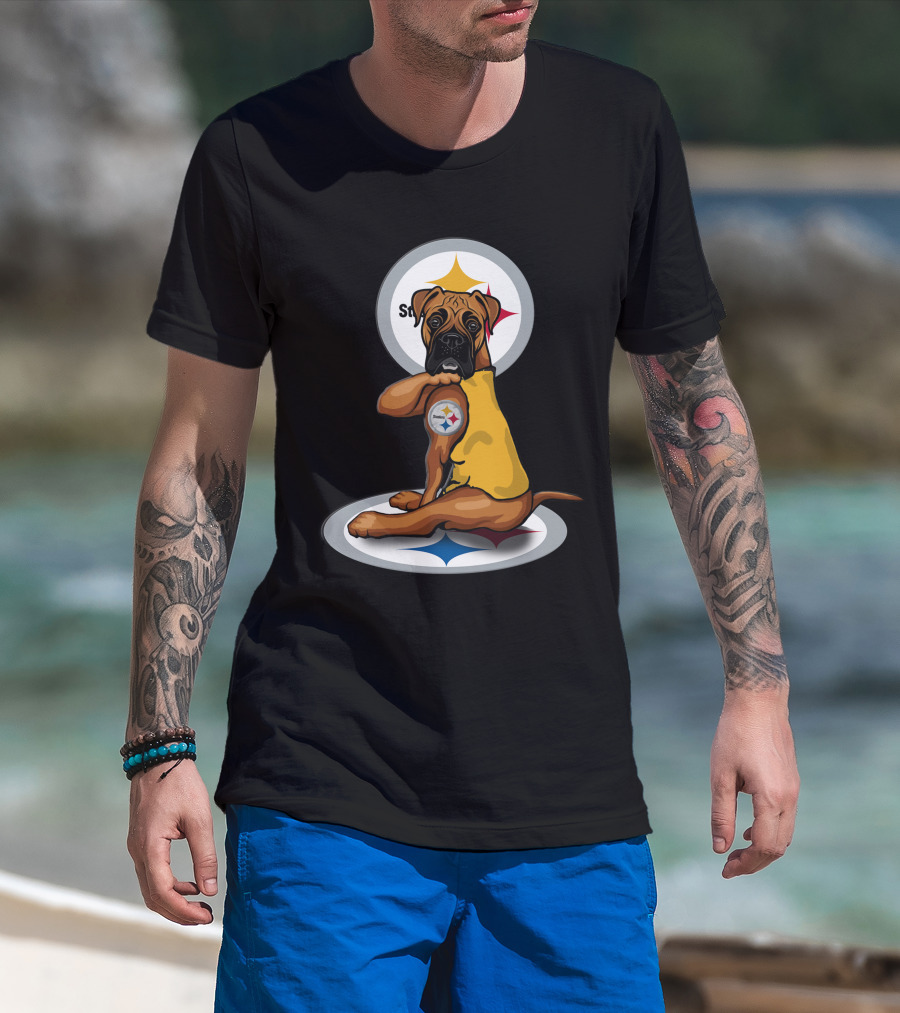 25-Pittsburgh Steelers Dog Logo Retro Style Sports Fan T-Shirt