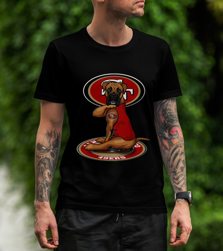 San Francisco 49ers Boxer Dog Emblem With Red Jersey T-Shirt