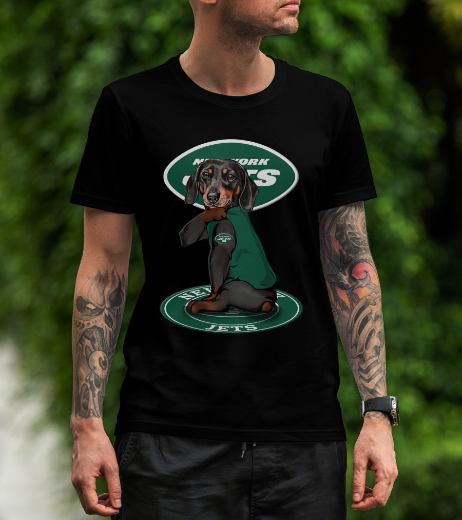 New York Jets Dog Wearing Jets T-Shirt