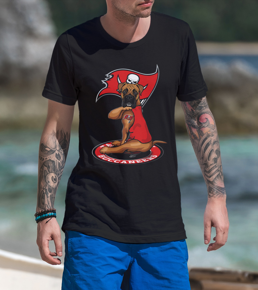 Tampa Bay Buccaneers Dog With Tattoo And Flag T-Shirt