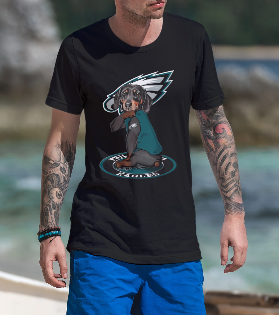 Philadelphia Eagles Dog With Team Logo And Jersey T-Shirt