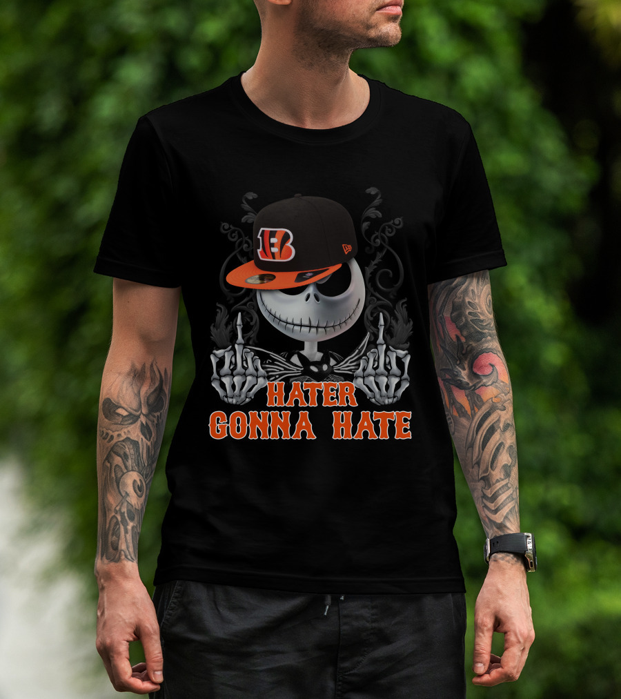 Cincinnati Bengals Hater Gonna Hate Skeleton With Hat T-Shirt