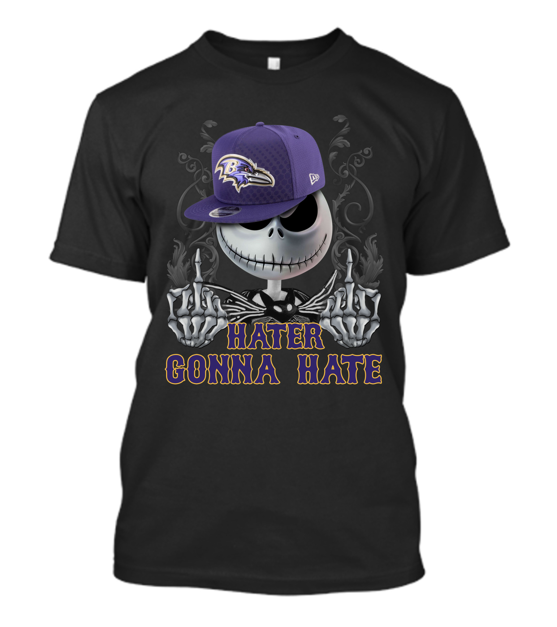 Hater Gonna Hate Baltimore Ravens Skeleton Cap T-Shirt