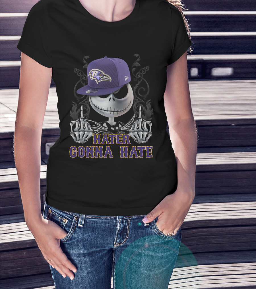 Hater Gonna Hate Baltimore Ravens Skeleton Cap T-Shirt