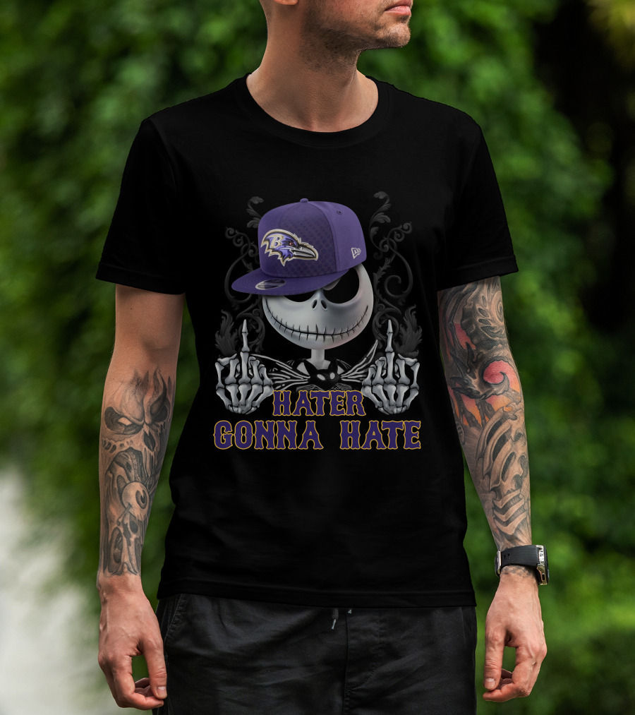 Hater Gonna Hate Baltimore Ravens Skeleton Cap T-Shirt