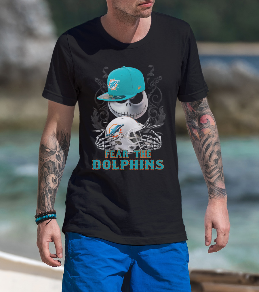 Miami Dolphins Fear The Dolphins Skeleton Helmet Snapback T-Shirt