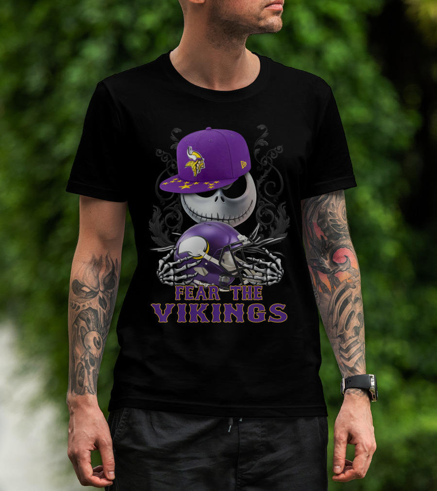 Fear The Vikings Minnesota Vikings Skeleton Halloween Football T-Shirt