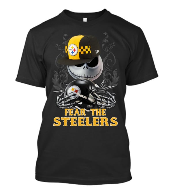 Fear The Steelers Pittsburgh Steelers Skeleton With Hat And Helmet T-Shirt