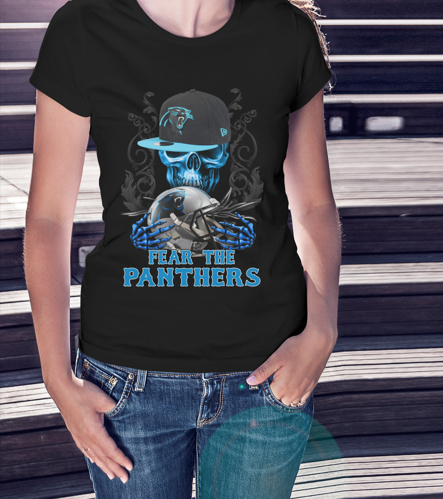 Fear The Panthers Ds002-05 Carolina Panthers Skull And Helmet T-Shirt
