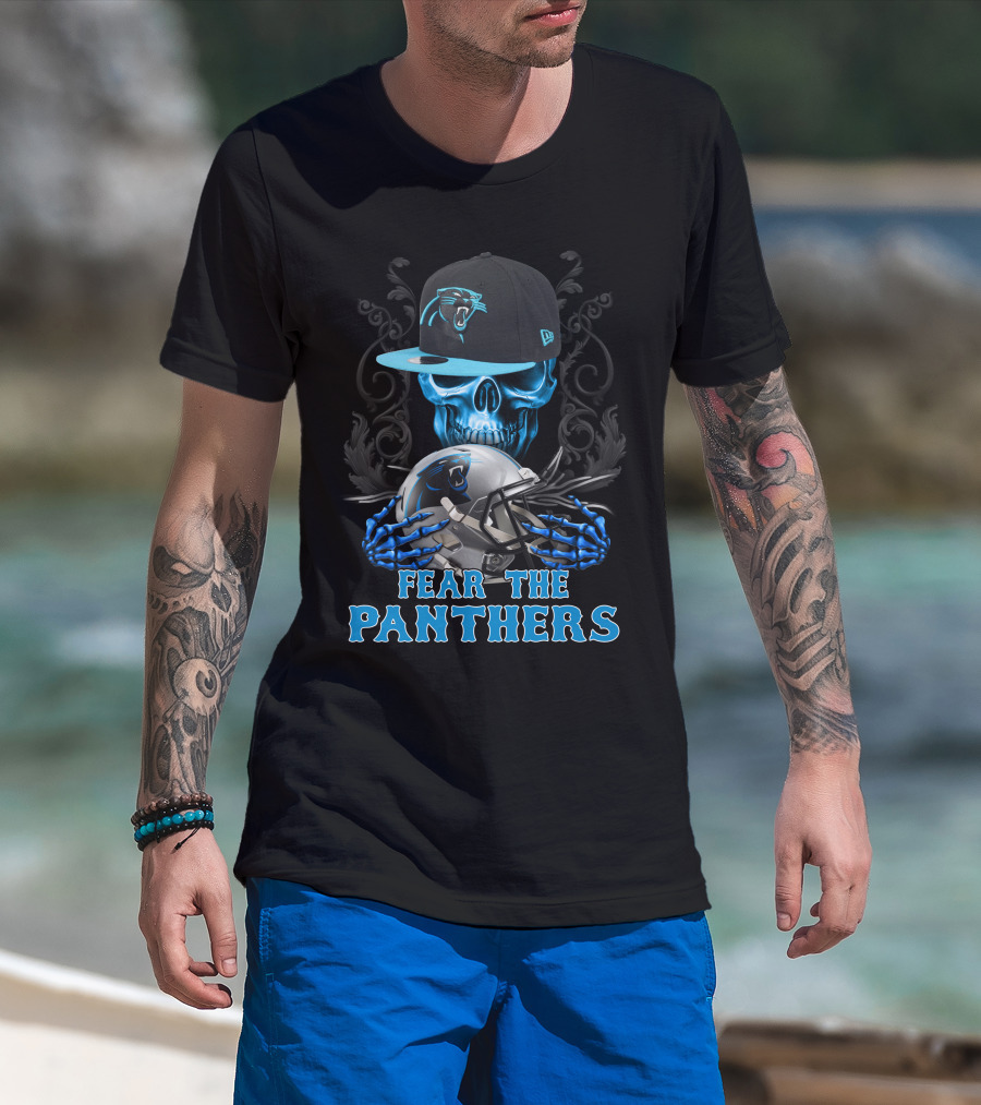 Fear The Panthers Ds002-05 Carolina Panthers Skull And Helmet T-Shirt