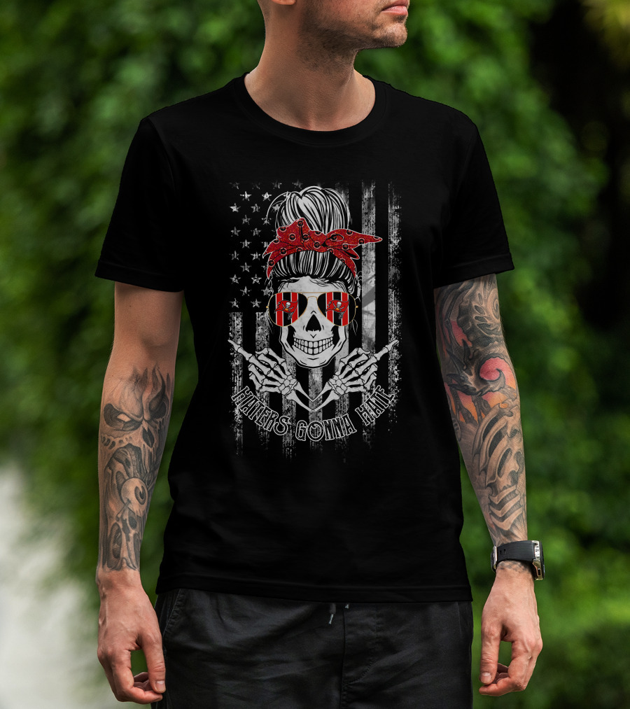 Tampa Bay Buccaneers Haters Gonna Hate Skeleton Flag Bandana Sunglasses T-Shirt