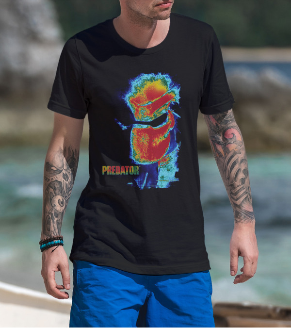 Predator Movie Thermal Vision Mask Pattern Warm-Tone Image T-Shirt