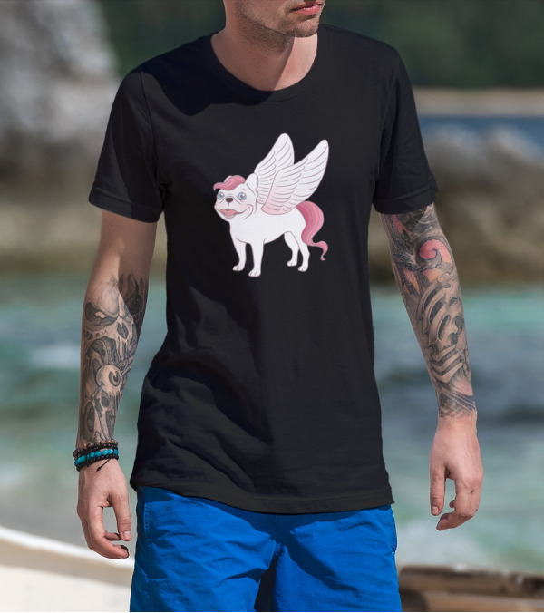 Frenchie Pegasus Unleashes Wings Into Mythical World T-Shirt