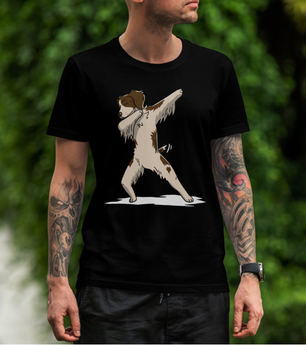 Brittany Spaniel Dabbing Dance Move With Playful Dog Pose T-Shirt