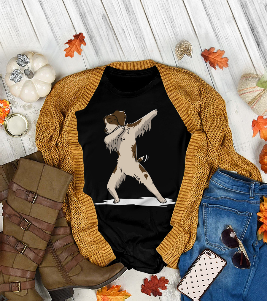 Brittany Spaniel Dabbing Dance Move with Playful Dog Pose T-Shirt