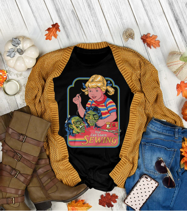 You Can Learn Sewing Zombie Doll Faces Halloween T-Shirt