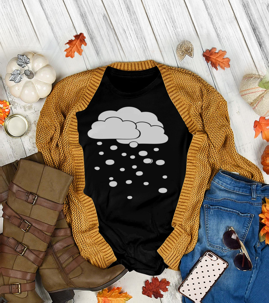 Freestyle Skiing Under Clouds and Snowflakes on Ski Mountain T-Shirt