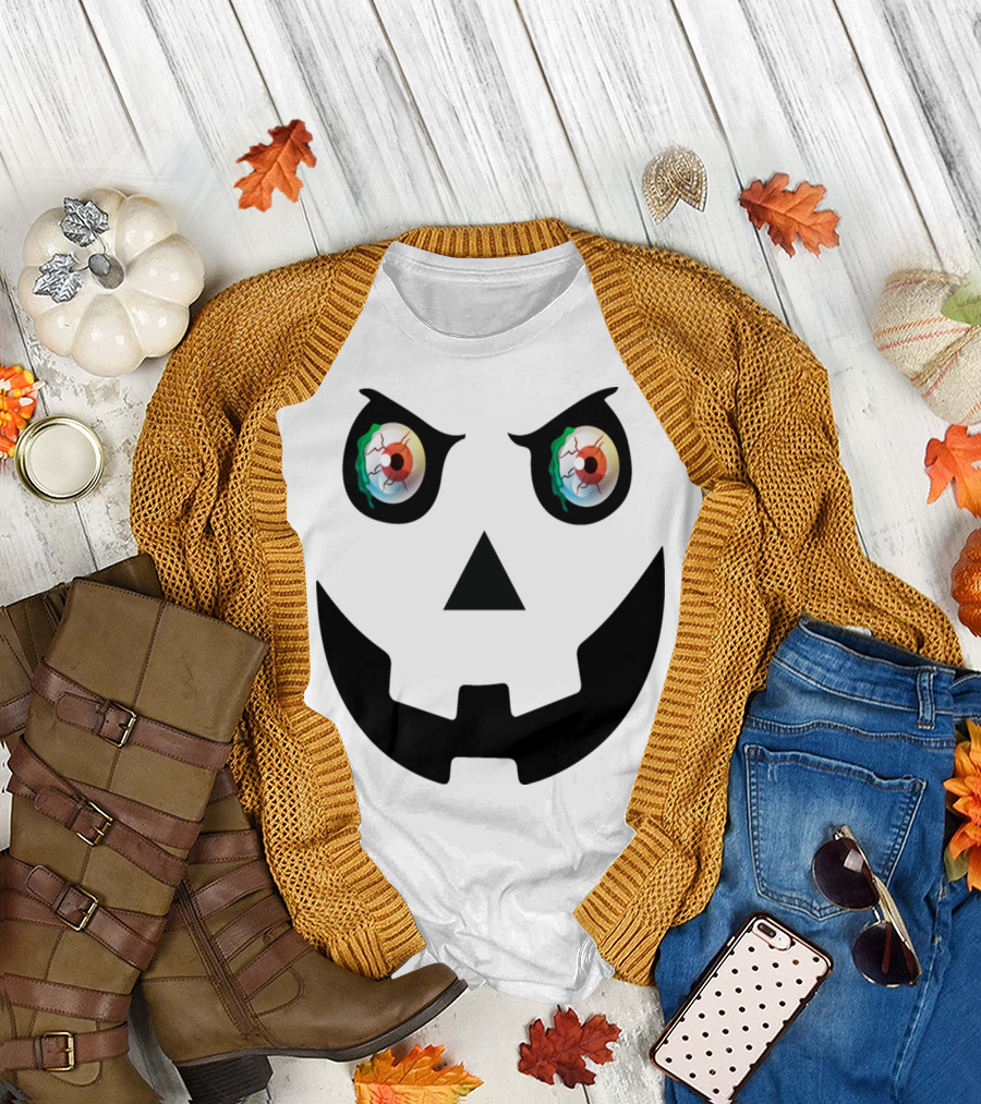 Halloween Scary Pumpkin with Spooky Eyes T-Shirt