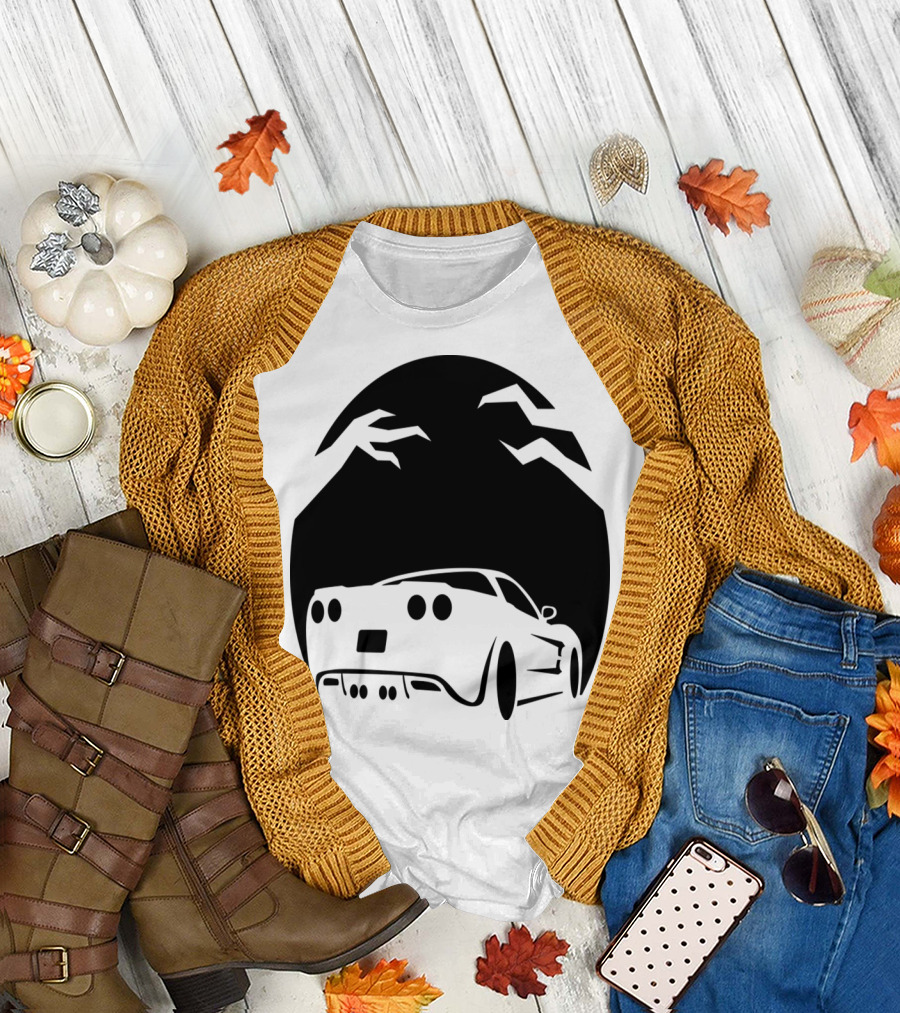 Halloween Pumpkin Car with Spooky Trees and Night Sky T-Shirt