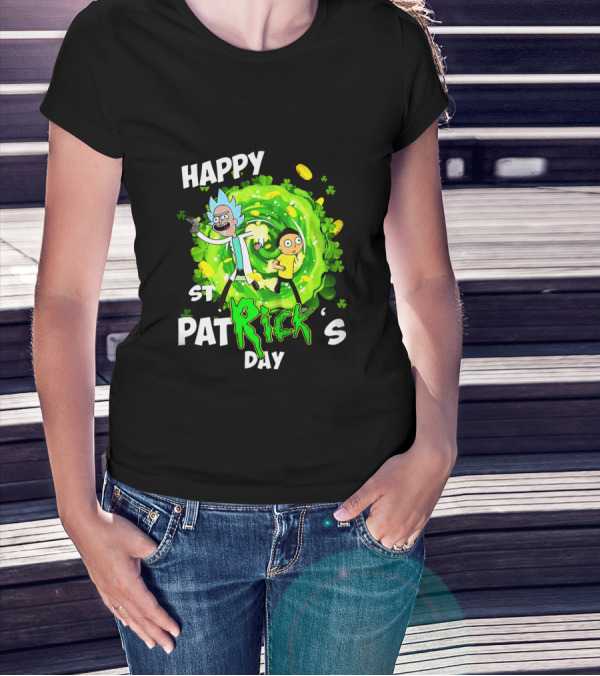 Happy St. Patrick's Day Rick And Morty Portal Adventure T-Shirt