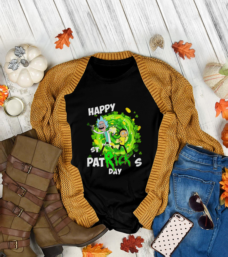 Happy St. Patrick's Day Rick and Morty Portal Adventure T-Shirt
