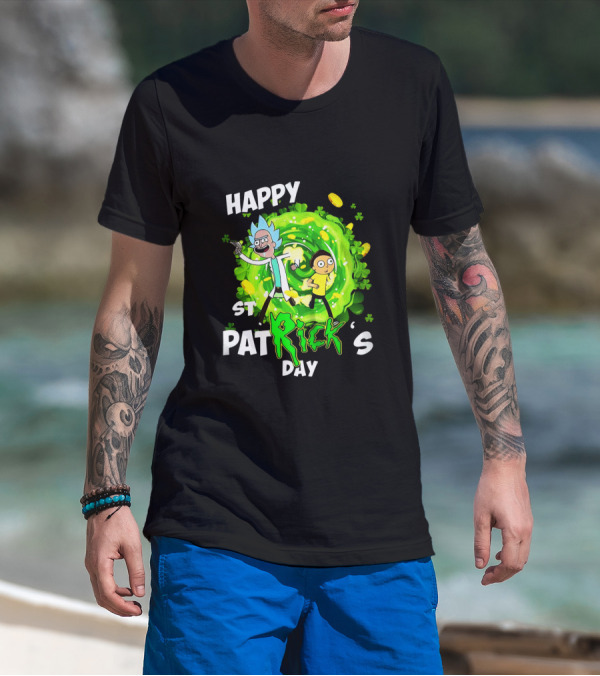 Happy St. Patrick's Day Rick And Morty Portal Adventure T-Shirt